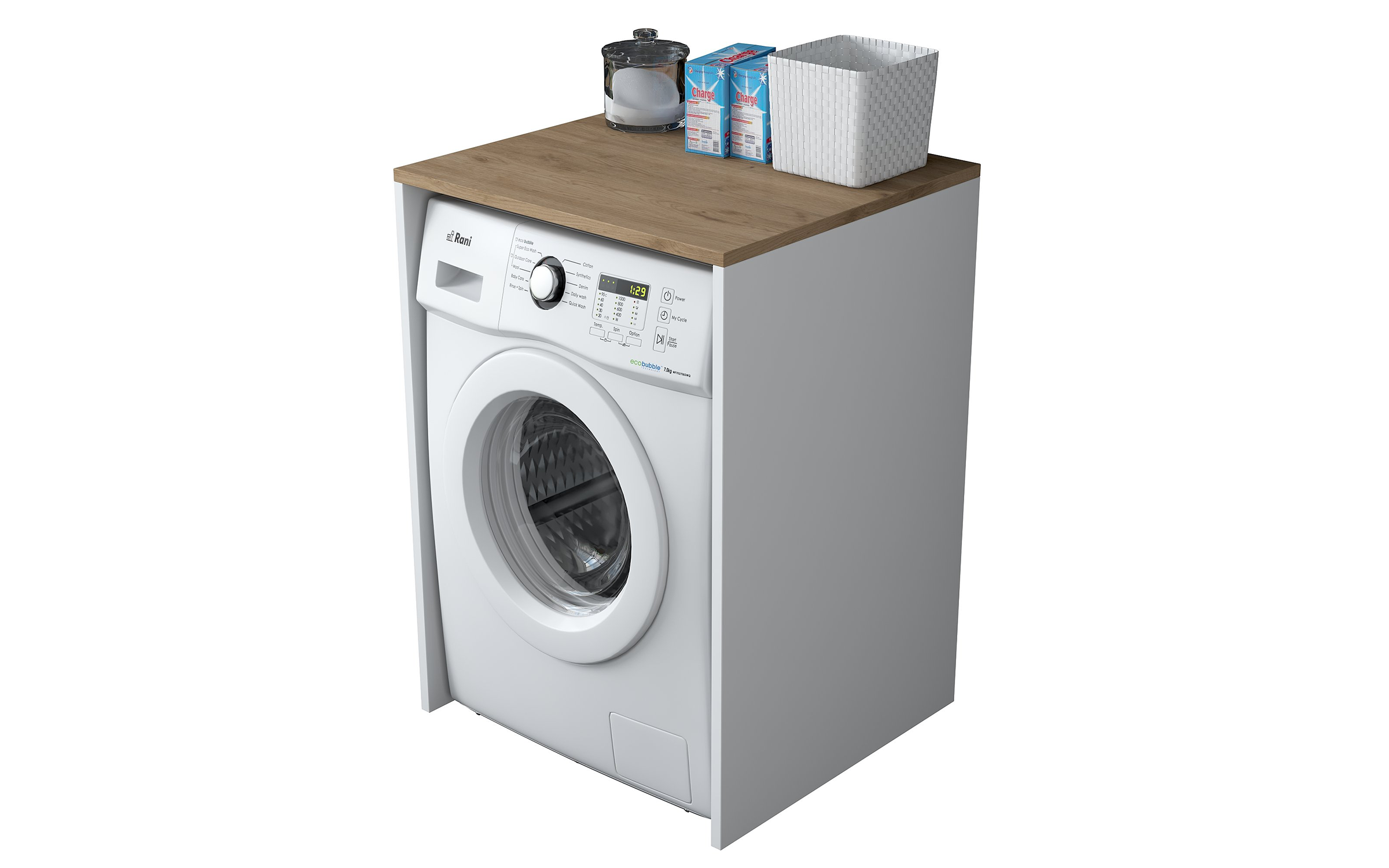 Dulap pentru masina de spalat Rocky, nuc + alb  5